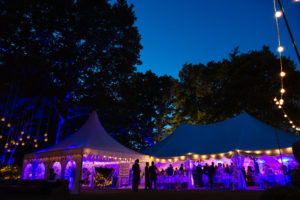 pink and blue marquee at night